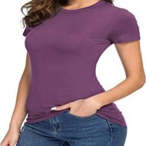 CoCo Women's  neck slim short sleeve tee elastic tight